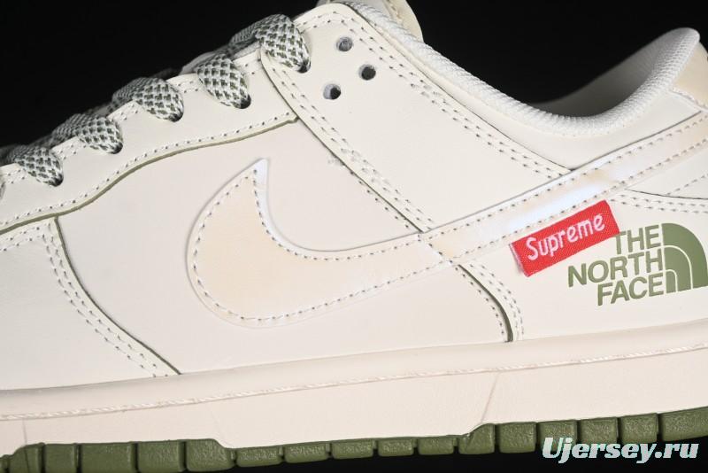 Nike SB Dunk Low Supreme The North Face Collaboration - Beige Green Reflective Swoosh Anniversary Custom Edition Low-Top Casual Skate Shoes - XX2025-638