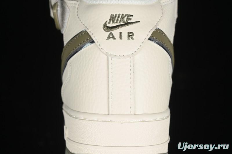 Nike Air Force 1 '07 Mid Military Green Dual-Color Sole Starlight Retro Sneakers - XL0236-231