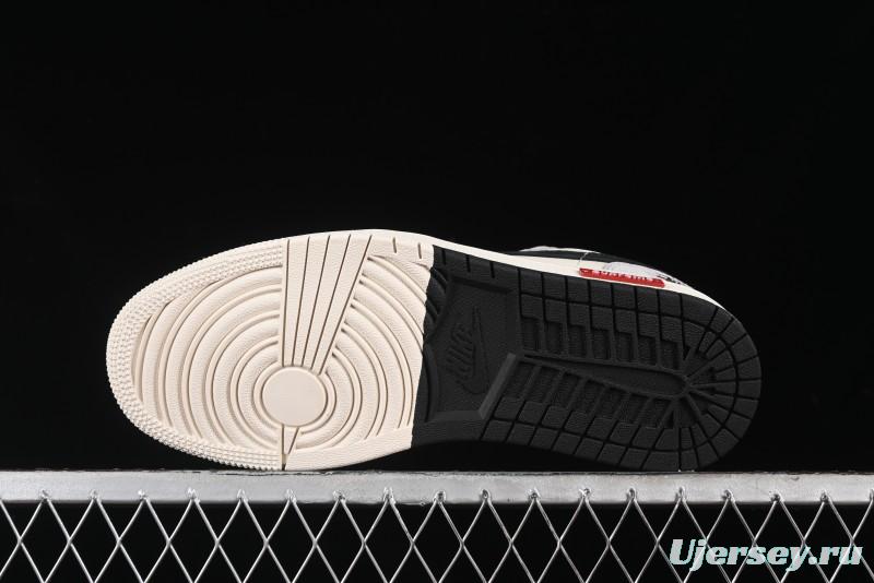 Nike Air Jordan 1 Low Stussy Collaboration - Grey Black Red Label Retro Basketball Shoes - SJ9950-034