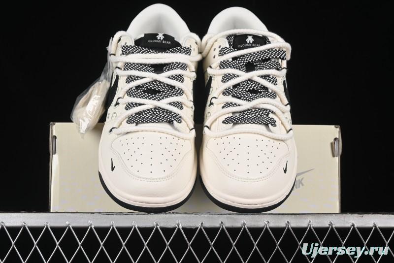Nike SB Dunk Low Violent Bear Series - Lace-Up Beige with Black Swoosh Anniversary High-End Custom Low-Top Casual Sneakers - SJ2068-291