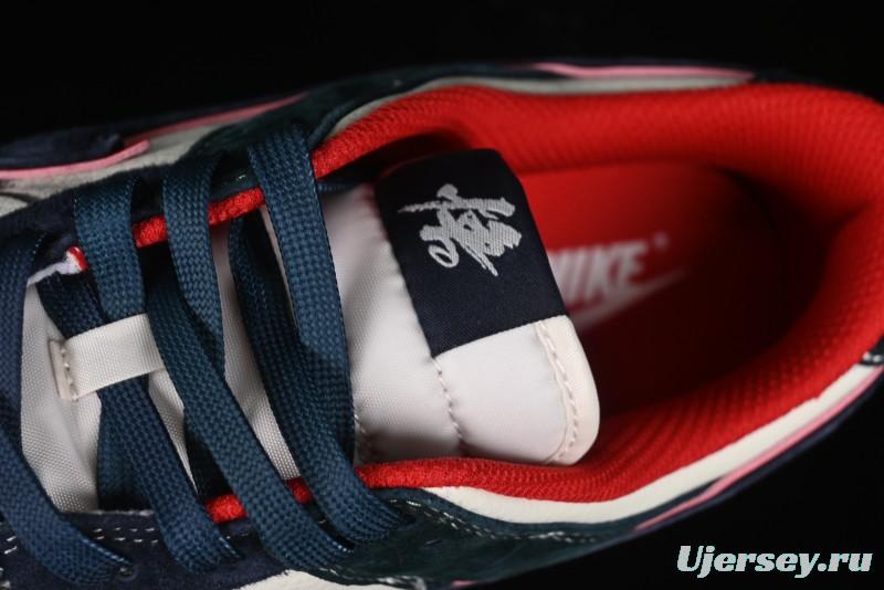 Nike SB Dunk Low Wukong Series - Beige with Navy Swoosh Anniversary Customized Low-Top Casual Skate Shoes - DJ2024-035