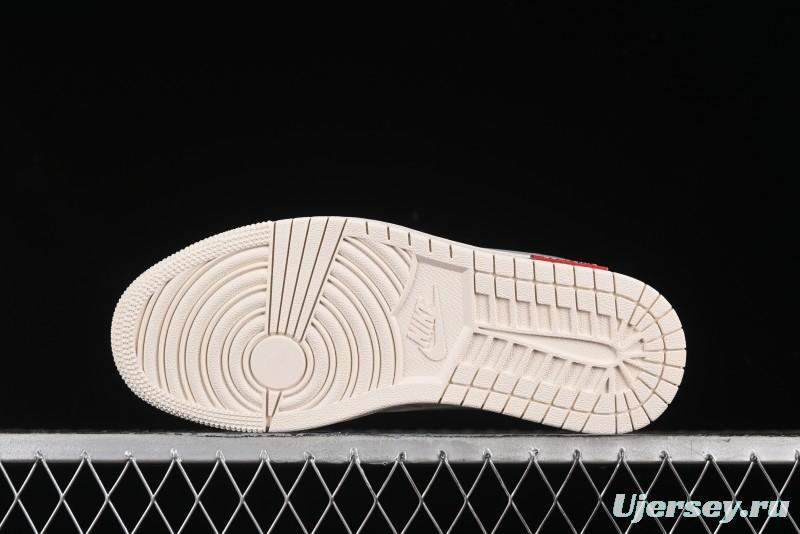 Nike Travis Scott x Fragment Design x Air Jordan 1 Low OG SP AJ1 Retro Sneakers with Reverse Swoosh - SJ2068-115