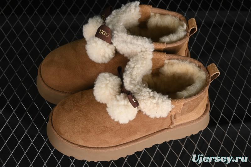 UGG Classic Mini II Shearling Lined Mini Boots with Pom Pom Detail - 1116109