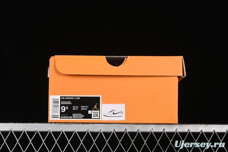 Nike Air Jordan 1 Low AJ1 LV Collaboration - Printed Dark Blue Swoosh High-End Custom Retro Basketball Shoes - WG8850-009