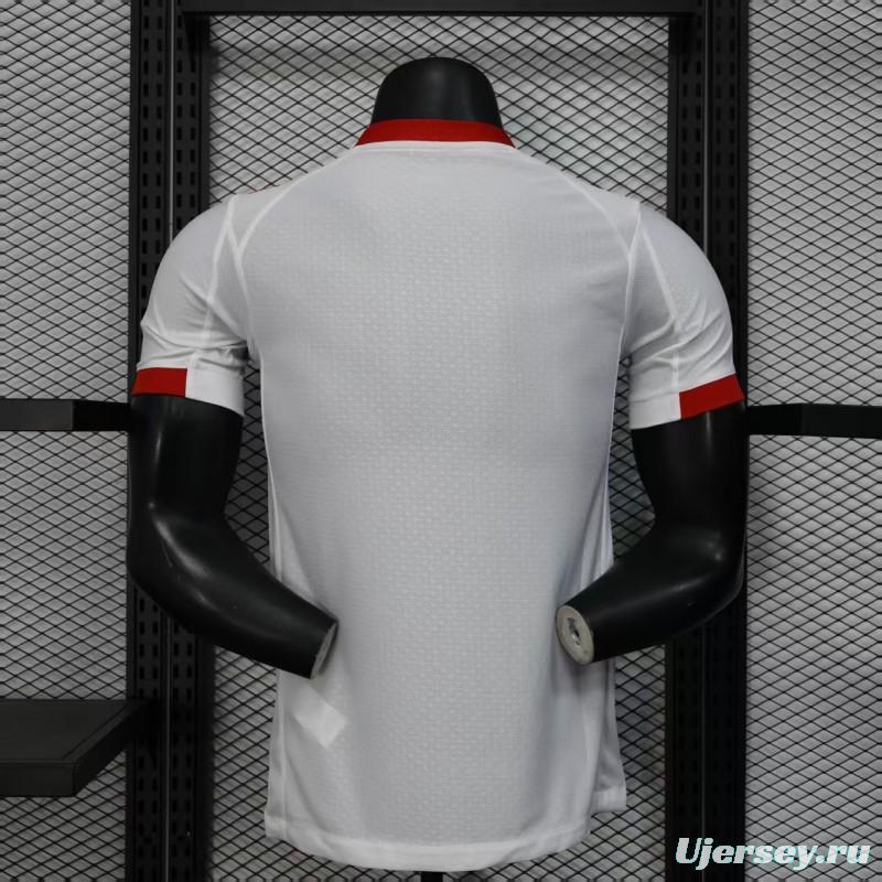 Player Version 25/26 RB Leipzig White with Chevron Pattern and Red Bull Logo Jersey