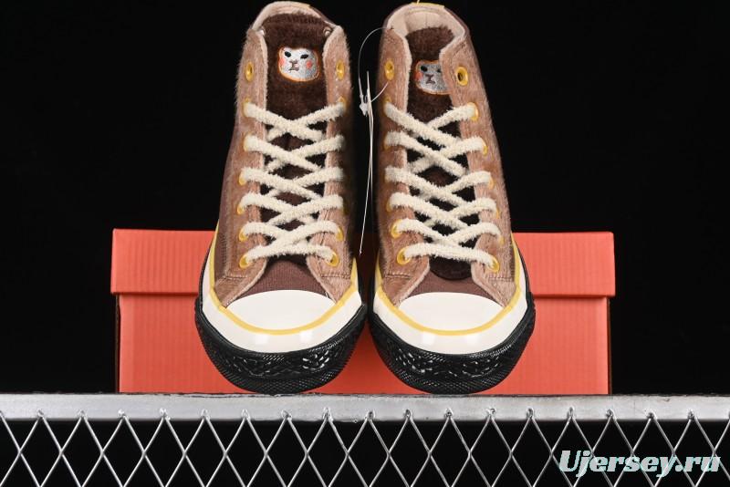 Converse Zoo Happy Pets Series High-Top Fleece-Lined Casual Sneakers with Animal-Themed Design - A12767C