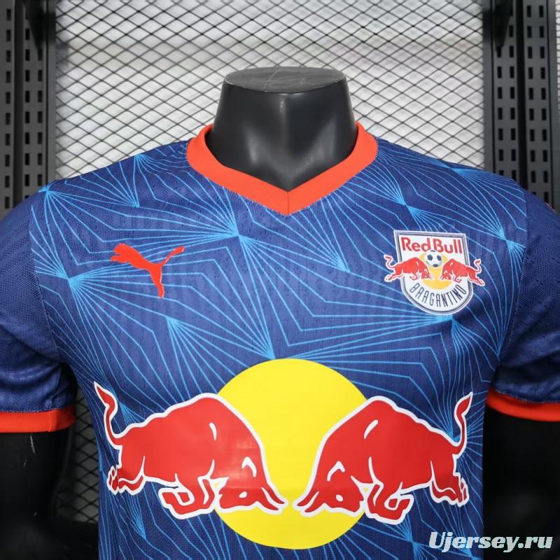 Player Version 25/26 RB Bragantino Blue with Geometric Pattern and Red Bull Logo Jersey