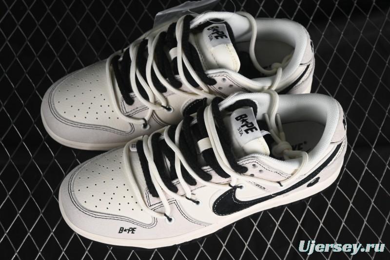 Nike SB Dunk Low BAPE Collaboration - Strap Black Hook Anniversary High-End Custom Low-Top Casual Skate Shoes SJ2068-299