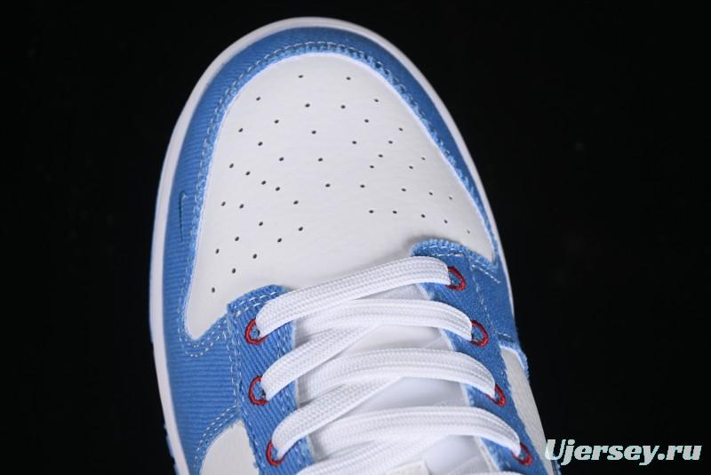 Nike SB Dunk Low Supreme Collaboration - Woven Blue Swoosh Anniversary Custom Low-Top Casual Skate Shoes - KK1888-015