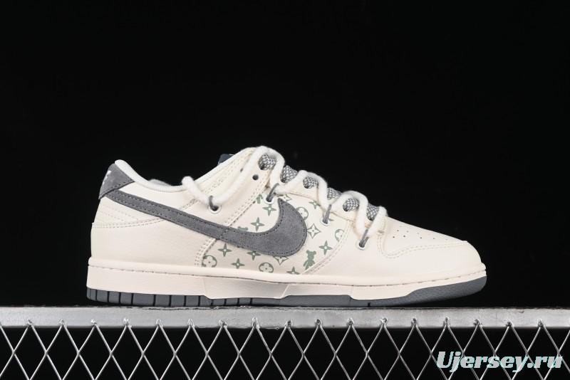 Nike SB Dunk Low Violent Bear Series - Lace-Up Beige with Grey Check - Anniversary Custom Edition Low-Top Casual Skate Shoes - SJ2068-289