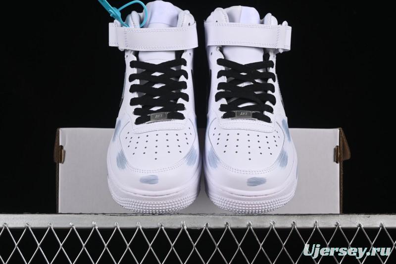 Nike Air Force 1 Mid Custom Hand-Painted Broken Three Hooks Shadow Spray-Painted Strap Mid-Top Casual Sneakers - CW2289-111