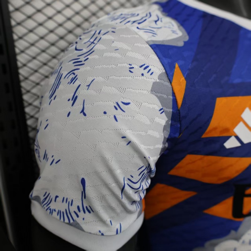 Player Version 25/26 Real Madrid Limited Edition Blue Orange Abstract Pattern Jersey
