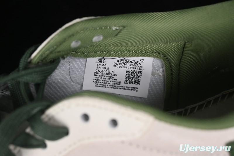 Nike Travis Scott x Fragment Design x Air Jordan 1 Low OG SP AJ1 LV Collaboration - Grey Green Pigskin Low Top Casual Sneakers - XZ1268-005