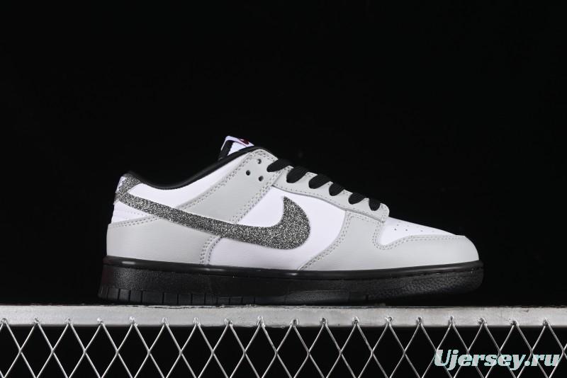 Nike Dunk Low "Glitter Swoosh" Light Silver SB Low-Top Casual Skate Shoes - HQ3462-191