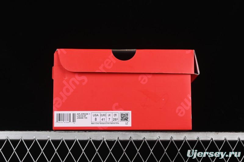 Nike Travis Scott x Fragment Design x Air Jordan 1 Low OG SP AJ1 Supreme Collaboration - Light Grey Denim Two-Tone Low-Top Casual Sneakers - JH6088-705