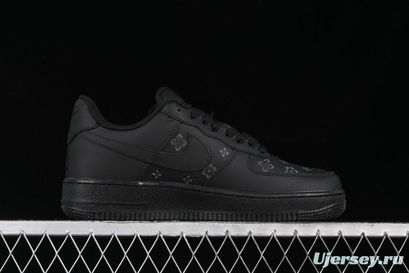 Nike Air Force 1 '07 Low LV Custom All Black Casual Sneakers - 315122-101