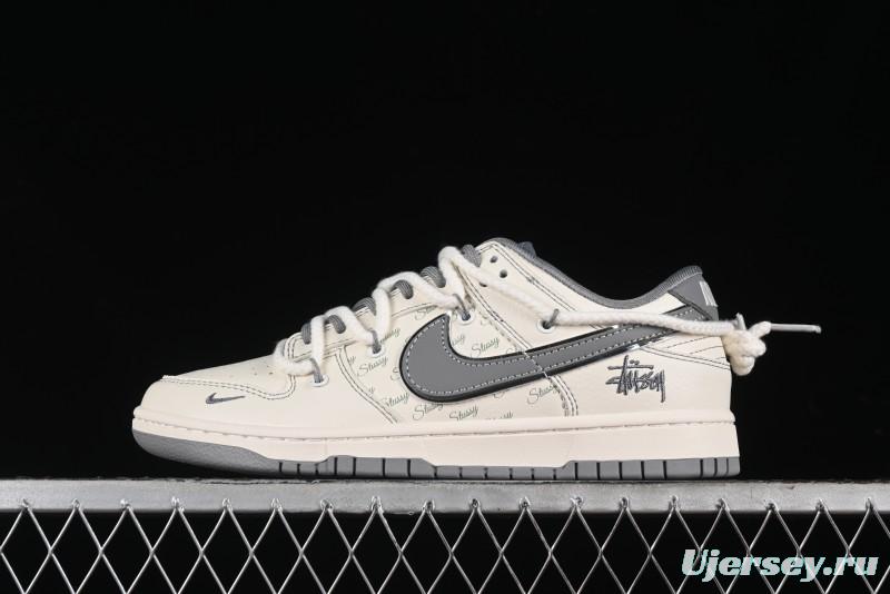Nike SB Dunk Low Stussy Bandana Grey Check Anniversary Custom Low-Top Casual Skate Shoes - SJ2068-310