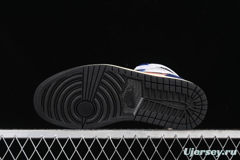 Nike Air Jordan 1 Retro High Basketball Shoes in White Deep Royal Blue - DZ5485-100