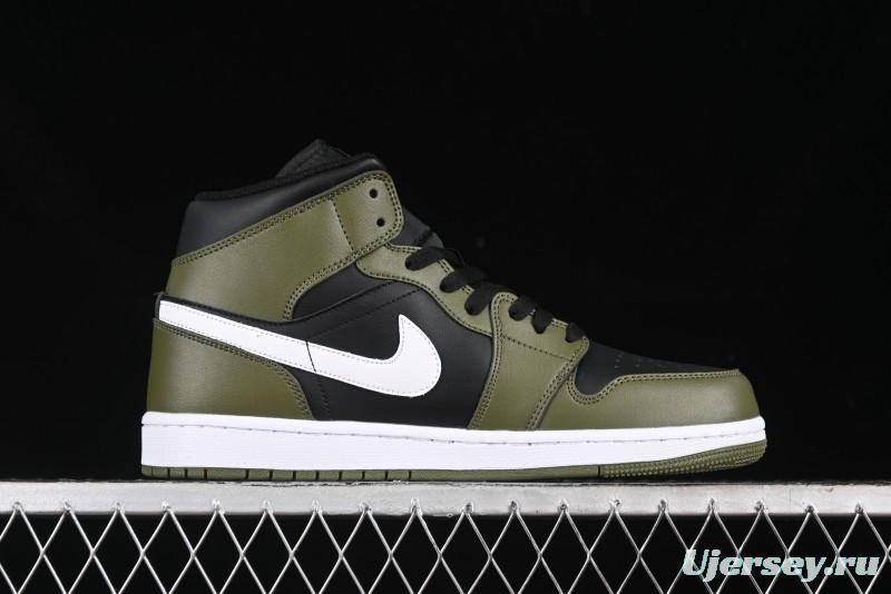 Nike Air Jordan 1 Mid AJ1 Army Green Mid-Top Casual Sneakers - DQ8426-092