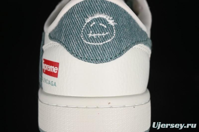 Nike Travis Scott x Fragment Design x Air Jordan 1 Low OG SP AJ1 Supreme Collaboration - Green Canvas Swoosh Low-Top Casual Sneakers - JH6088-706