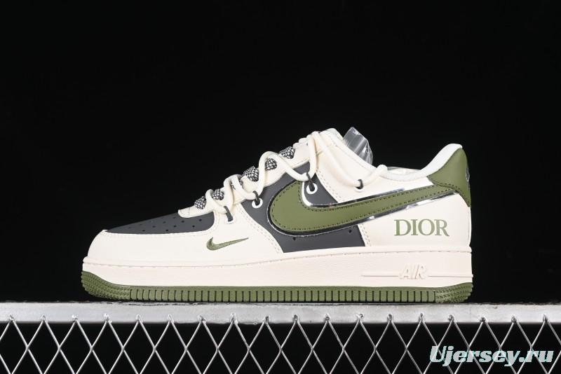Nike Air Force 1 '07 Low Dior Collaboration - White Green Drawstring Casual Sneakers - SJ1198-200