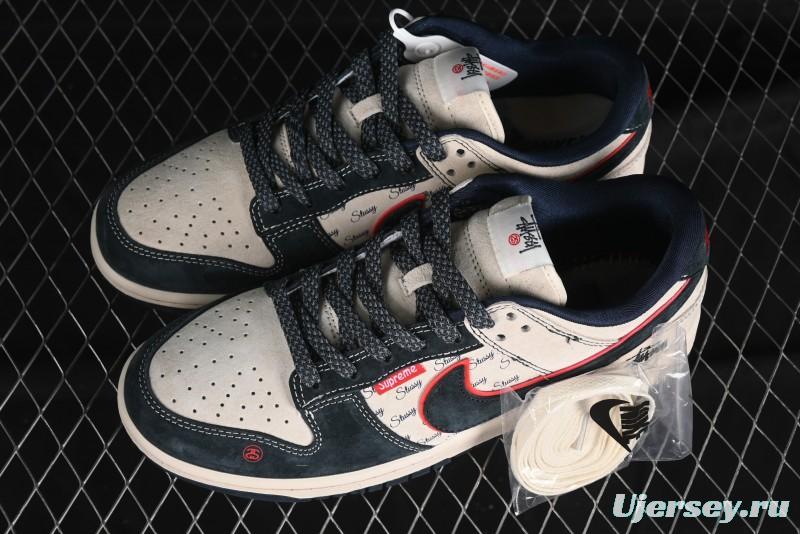 Nike SB Dunk Low Stussy Collaboration - Anniversary High-End Custom Low-Top Casual Skate Shoes - DQ1098-520