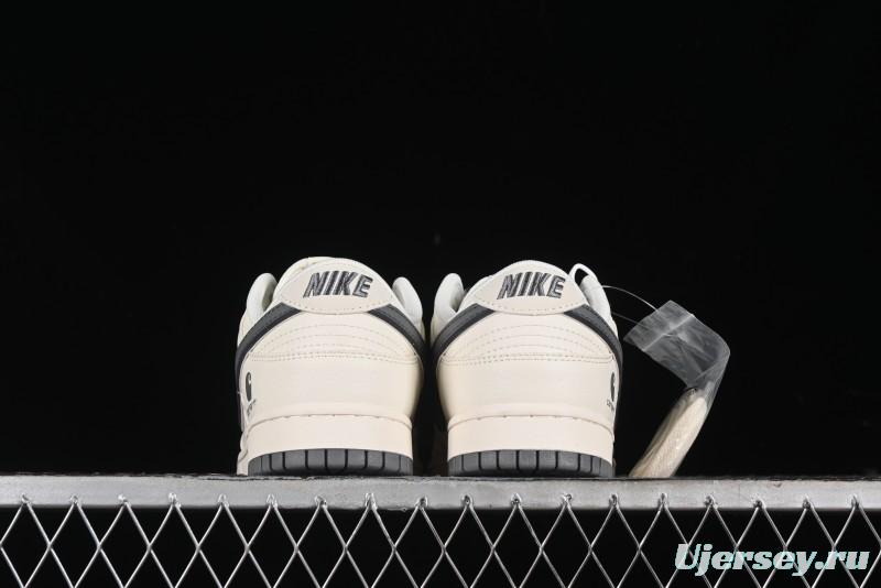 Nike SB Dunk Low Carhartt Collaboration - Off White Grey Swoosh Anniversary Custom Low-Top Casual Skate Shoes - SJ1089-006