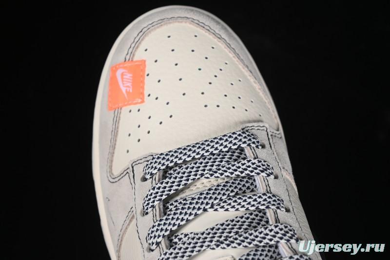 Nike SB Dunk Low Stussy Collaboration - Patchwork Grey White Dark Blue Swoosh Anniversary Custom Low-Top Casual Skate Shoes - MM1089-025