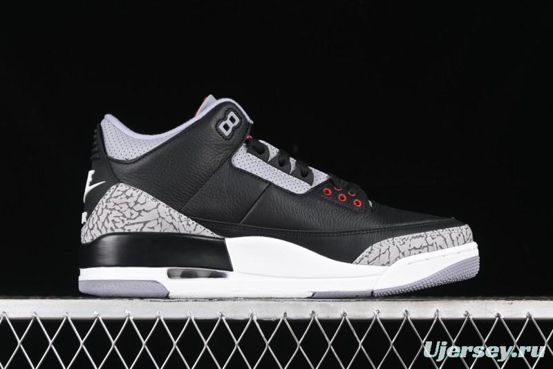 Nike Air Jordan 3 Retro Black Cement Sneakers with Visible Air Cushion - DN3707-010