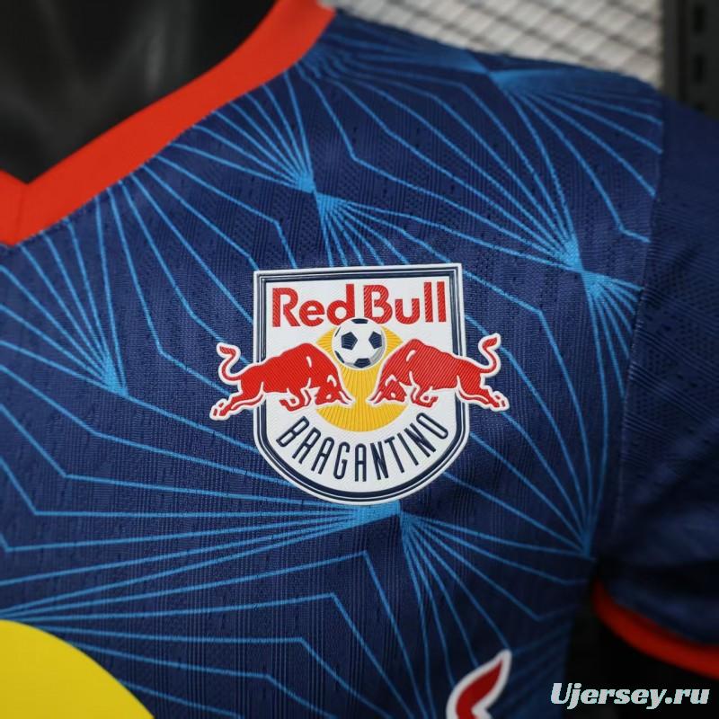 Player Version 25/26 RB Bragantino Blue with Geometric Pattern and Red Bull Logo Jersey