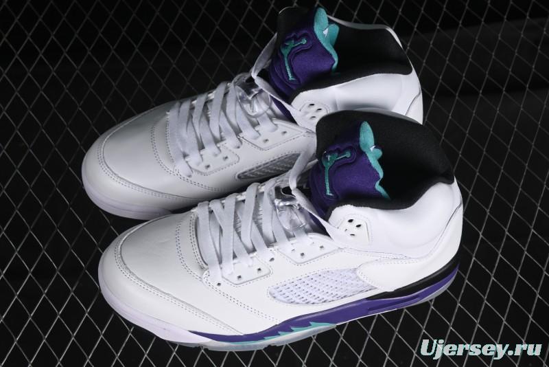 Nike Air Jordan 5 Retro Sneakers in White and Purple Grape Colorway - 136027-108