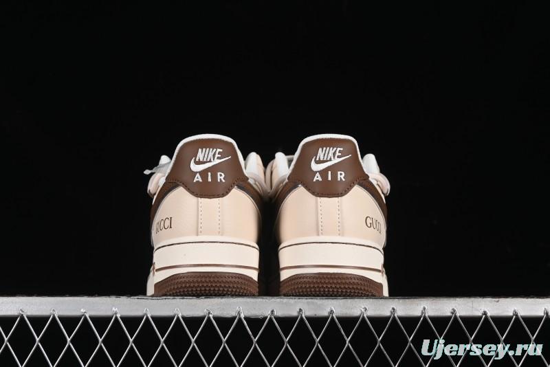 Nike Air Force 1 '07 Low Gucci Collaboration - Brown Coffee Drawstring Low-Top Casual Sneakers - SJ1198-400