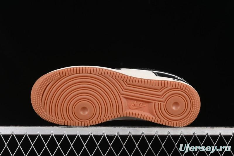 Nike Air Force 1 '07 Low Stussy Collaboration - Black Gum Marked Swoosh Low-Top Casual Sneakers - XZ9688-001