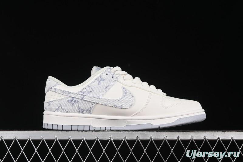 Nike SB Dunk Low LV Collaboration - Purple Denim with White and Purple Swoosh Anniversary High-End Custom Low-Top Casual Sneakers - DJ2024-010
