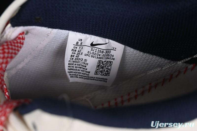 Nike Air Force 1 '07 Low Stussy Collaboration - Off White Red Lace-Up Low-Top Casual Sneakers - SJ1198-300