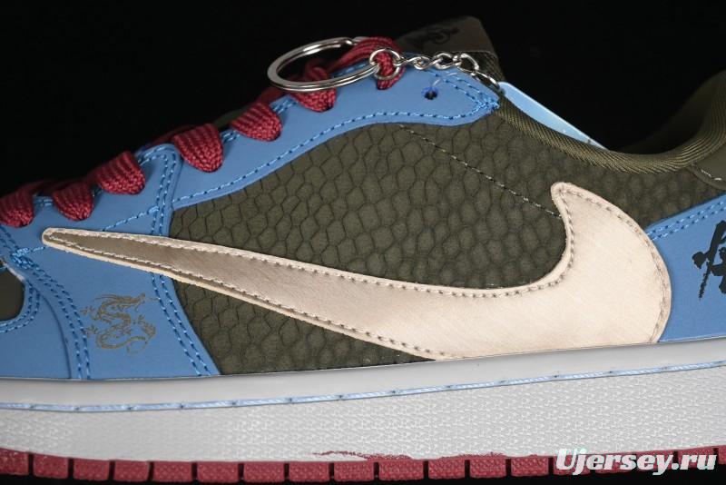 Nike Travis Scott x Fragment Design x Air Jordan 1 Low OG SP AJ1 Low Top Casual Sneakers - CH6336-015