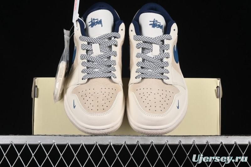 Nike Air Jordan 1 Low Stussy Collaboration - Light Beige Retro Basketball Shoes - SJ9950-027