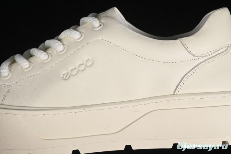 ECCO Street Light Series Autumn Platform Round Toe Versatile Casual White Sneakers 63311901002