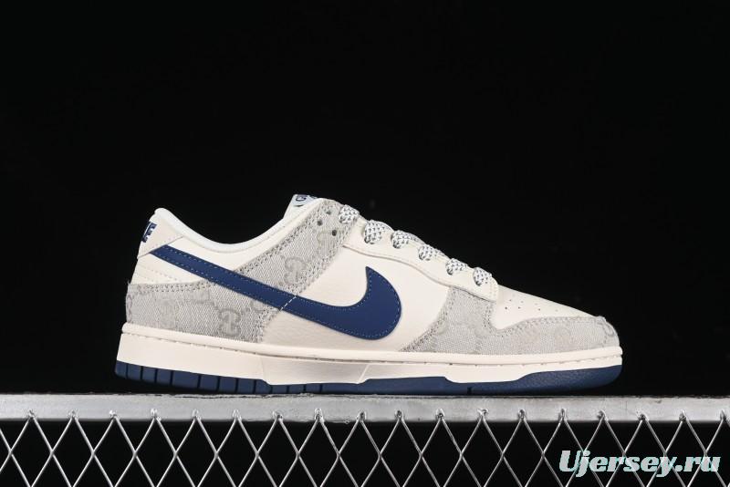 Nike SB Dunk Low Gucci Collaboration - Smoke Blue Anniversary High-End Custom Low-Top Casual Skate Shoes - XX2025-801
