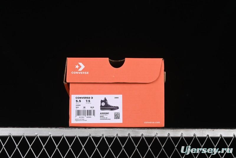 Converse Chuck 1970s High Top Canvas Shoes in Black Lace Punk Style - A10026C