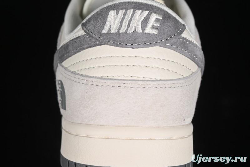 Nike SB Dunk Low The North Face Collaboration - Grey Pigskin Navy Swoosh Anniversary Custom Low-Top Casual Skate Shoes - SJ1089-009