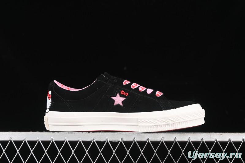 Converse One Star Hello Kitty Collaboration Low-Top Casual Sneakers with Embroidered Bow - 362940C