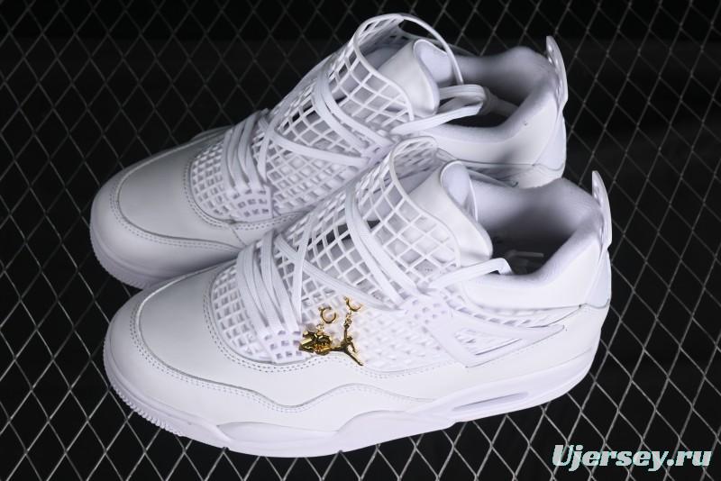 Nike Air Jordan 4 Retro Basketball Shoes with Net Design - FV7251-107
