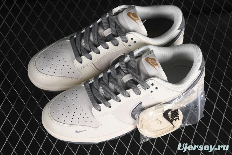 Nike SB Dunk Low Stussy Collaboration - Off White Grey Pig Anniversary Custom Low-Top Casual Skate Shoes - XX2025-888