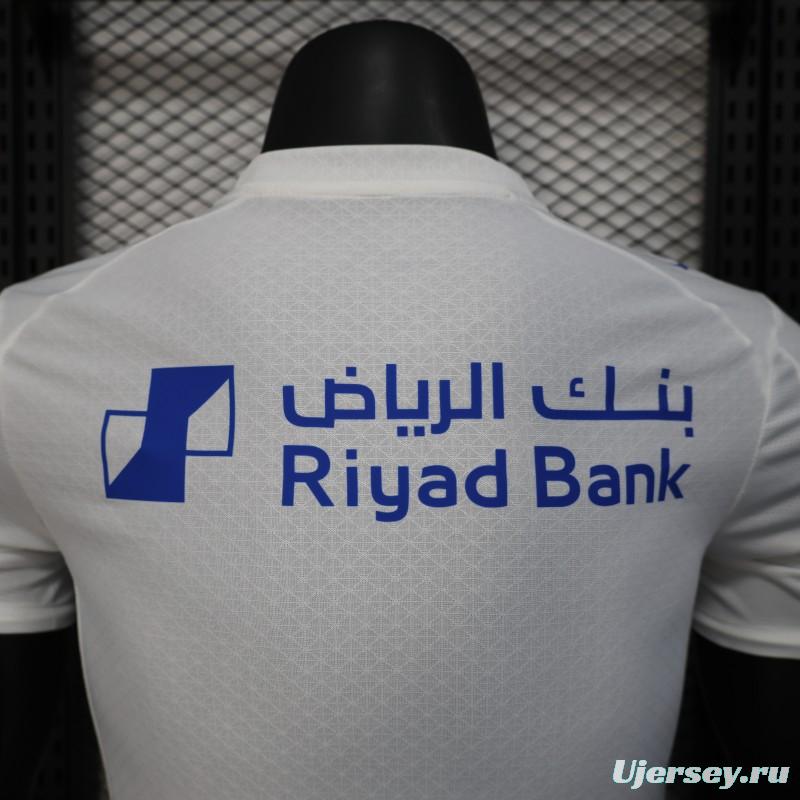 Player Version 25/26 Al-Hilal Away White with Blue Details and SAVVY Games Group Sponsor Jersey