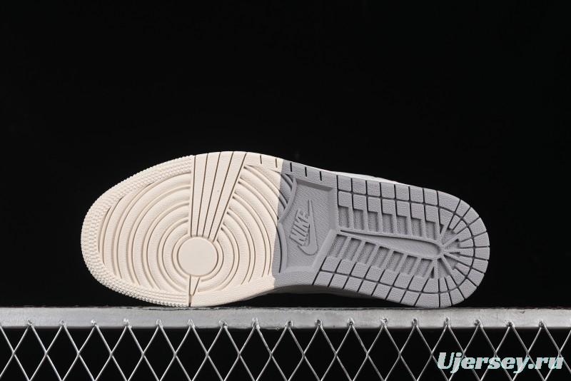 Nike Air Jordan 1 Low Stussy Collaboration - Light Bone Grey Dual-Tone Premium Custom Retro Basketball Shoes - SJ9950-045