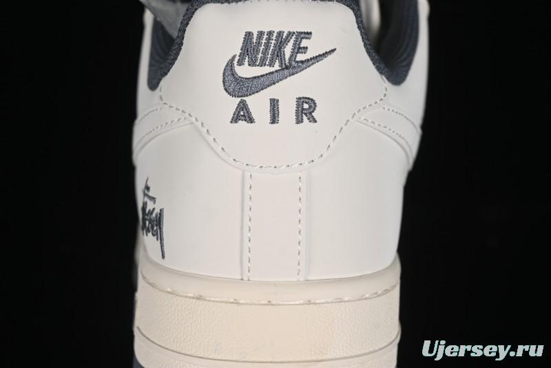 Nike Air Force 1 '07 Low Stussy Collaboration - Light Grey Double Swoosh Casual Sneakers - XZ6188-012