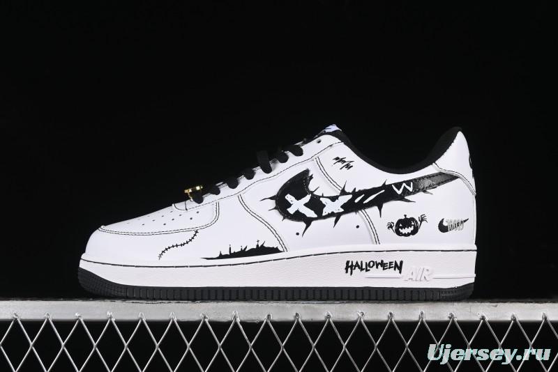 Nike Air Force 1 '07 Low Casual Sneakers with Black and White Hand-Drawn Anime Design - CT2585-100