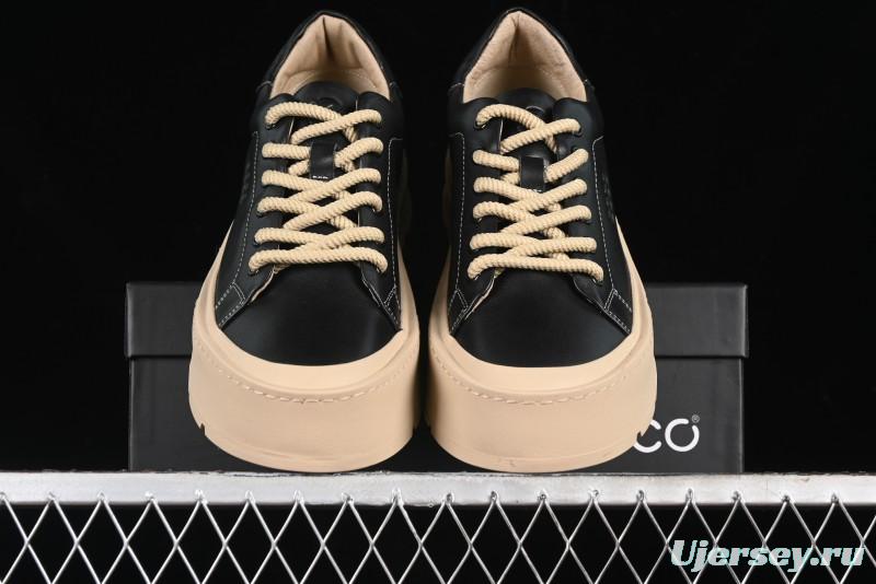 Ecco Street Light Series Autumn Height-Increasing Round-Toe Versatile Casual White Sneakers - 63311901001