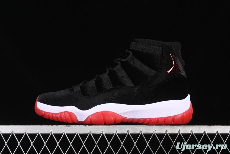 Nike Air Jordan 11 Retro "Bred Velvet" Basketball Shoes with Velvet Overlay - DB5457-061